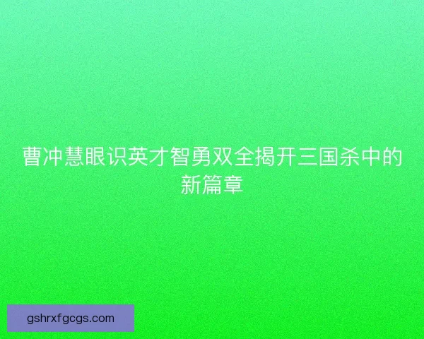 曹冲慧眼识英才智勇双全揭开三国杀中的新篇章