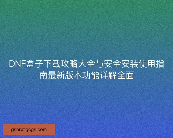DNF盒子下载攻略大全与安全安装使用指南最新版本功能详解全面