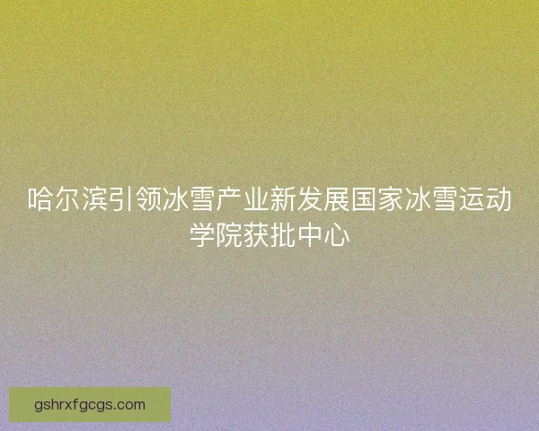 哈尔滨引领冰雪产业新发展国家冰雪运动学院获批中心
